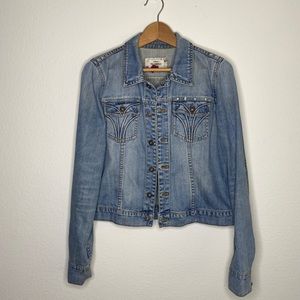 Denim Button Up Jacket with Chic Accents